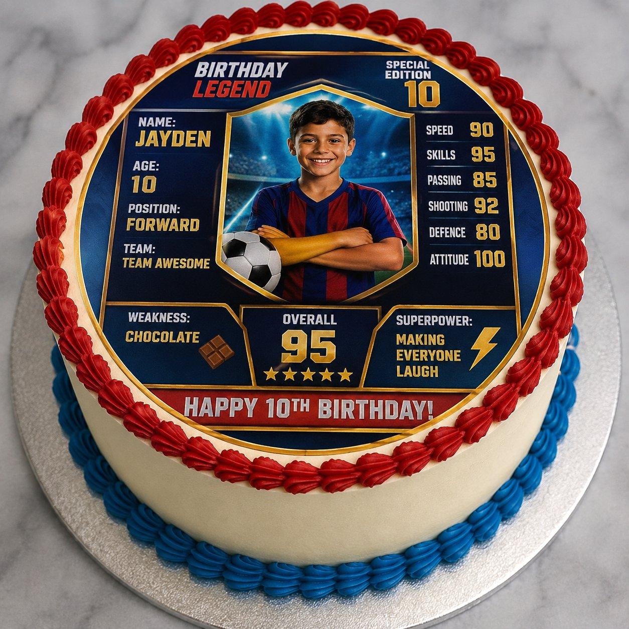 Football trading-card cake toppers