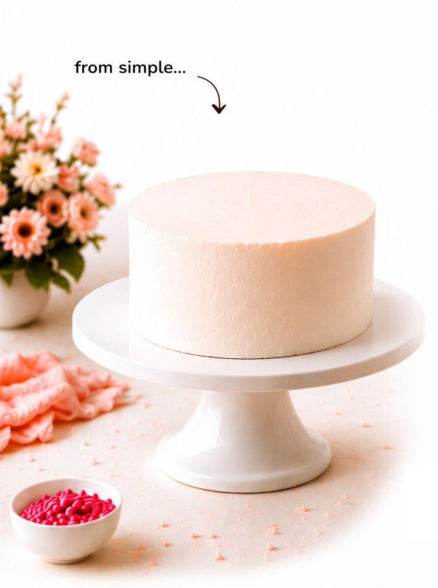 A plain, undecorated cake on a stand — from simple…