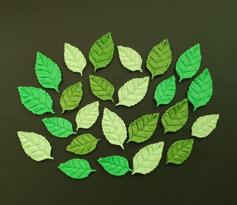 24x Sugar icing Fondant Edible Leaves Cupcake Toppers Cake Decorations