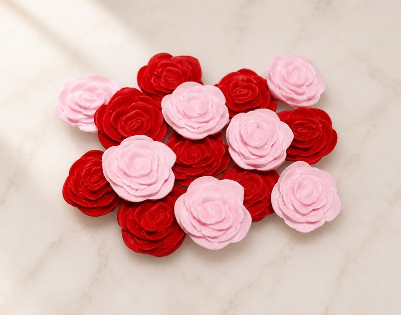 14 Edible Red & Pink Sugar Roses Cupcake Toppers Cake Decorations — photo 1