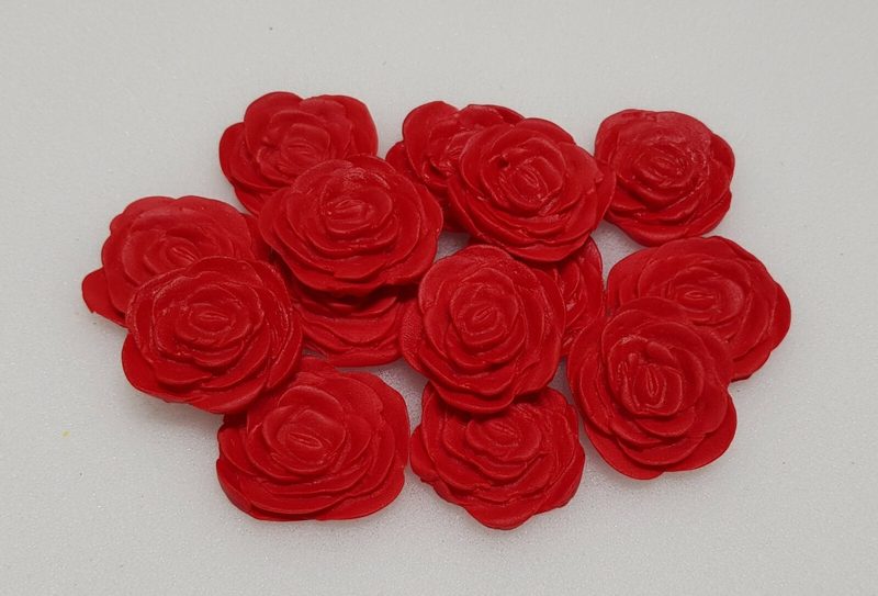 14x Sugar Icing Edible Red Roses Flowers Cupcake Toppers Cake Decorations