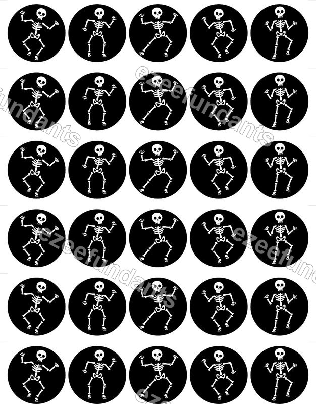 30x Halloween Edible Wafer/Icing Cupcake Toppers Skeleton ๐