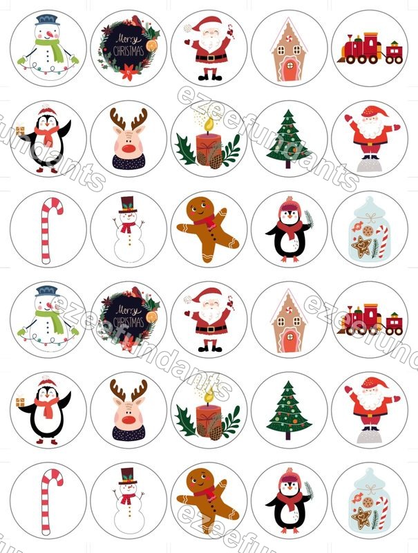 30x Christmas Edible Wafer/Icing Cupcake Toppers🎄