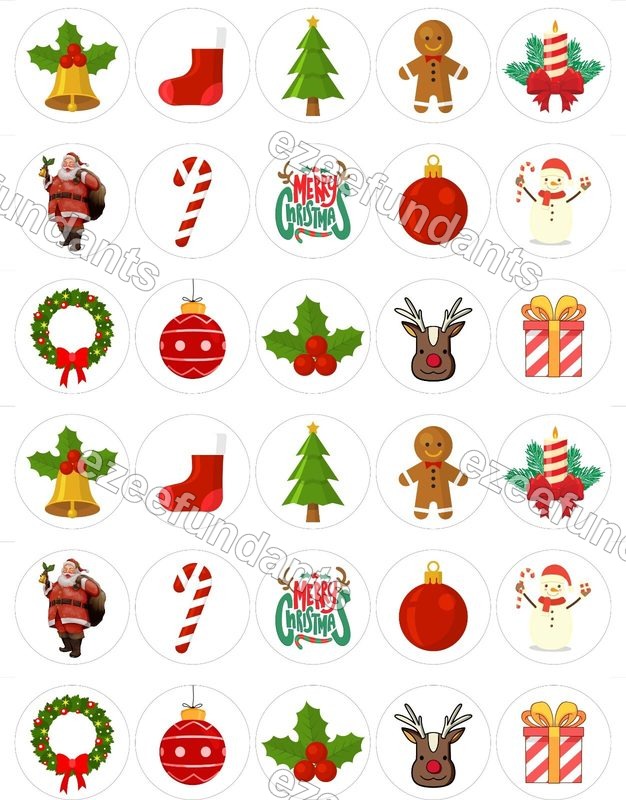30x Christmas Edible Wafer/Icing Cupcake Toppers Cake Decorations 🎅 — photo 1
