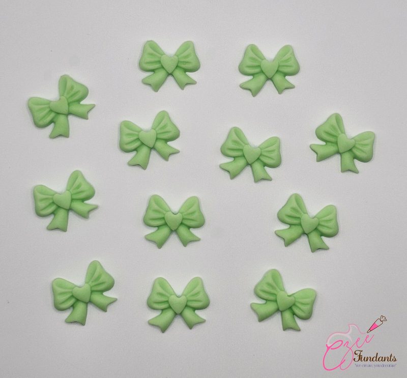 12 Edible Sugar Icing Bows Cupcake Toppers Cake Decorations Baby Shower Birthday — photo 1