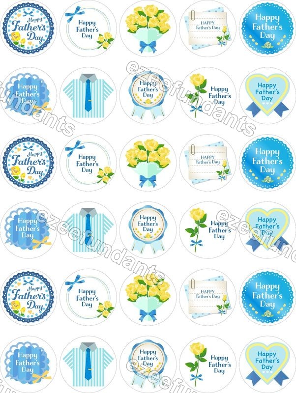 30x Fathers Day Edible Cupcake Toppers Wafer Icing Cake Decorations Dad Party