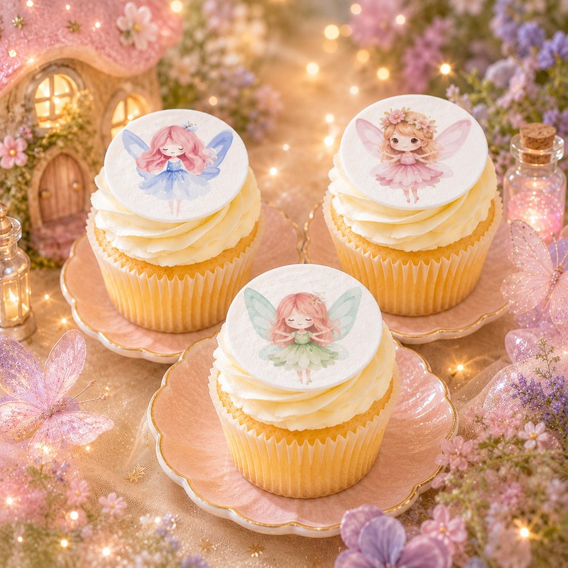 30x Fairy Edible Cupcake Toppers Wafer / Icing Girls Birthday Decorations