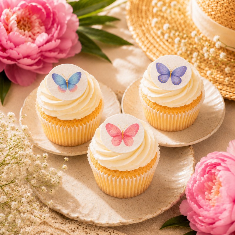 30x Edible Butterfly Cupcake Toppers Wafer / Icing Birthday Decorations